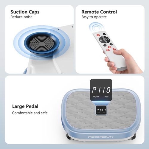 FEIERDUN Vibration Plate Exercise Machine, Whole Body Workout Vibrate Fitness Platform, 9 Modes Vibration Plate for Lymphatic Drainage Weight Loss Shaping Toning Wellness Home Gyms Workout