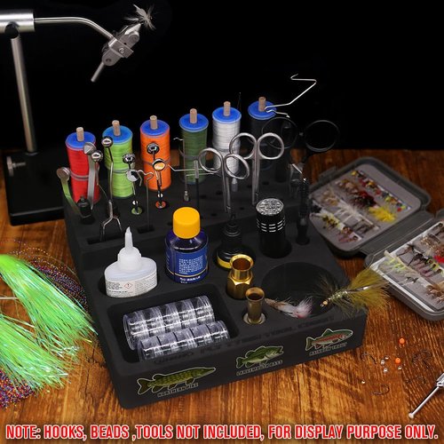 LURELINK Fly Tying Tool Caddy Organizer-Essential for Fly Tying Stations & Fishing Tool Organizer, Holds 20 Thread Spools with 10 Accessory Boxes