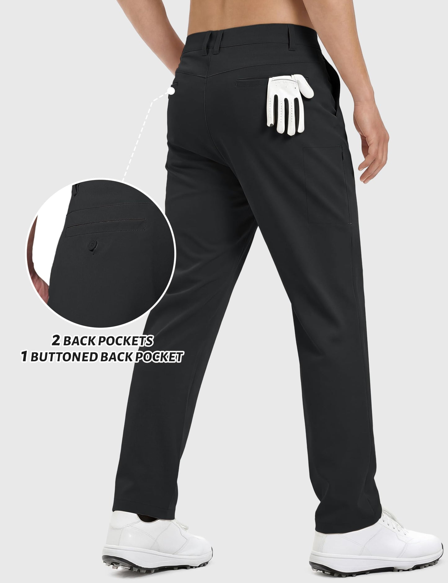 TACVASEN Mens Golf Pants Black Dress Work Pants Stretch Lightweight Comfy Quick Dry Classic Fit Casual Slacks Travel Trousers with Pockets