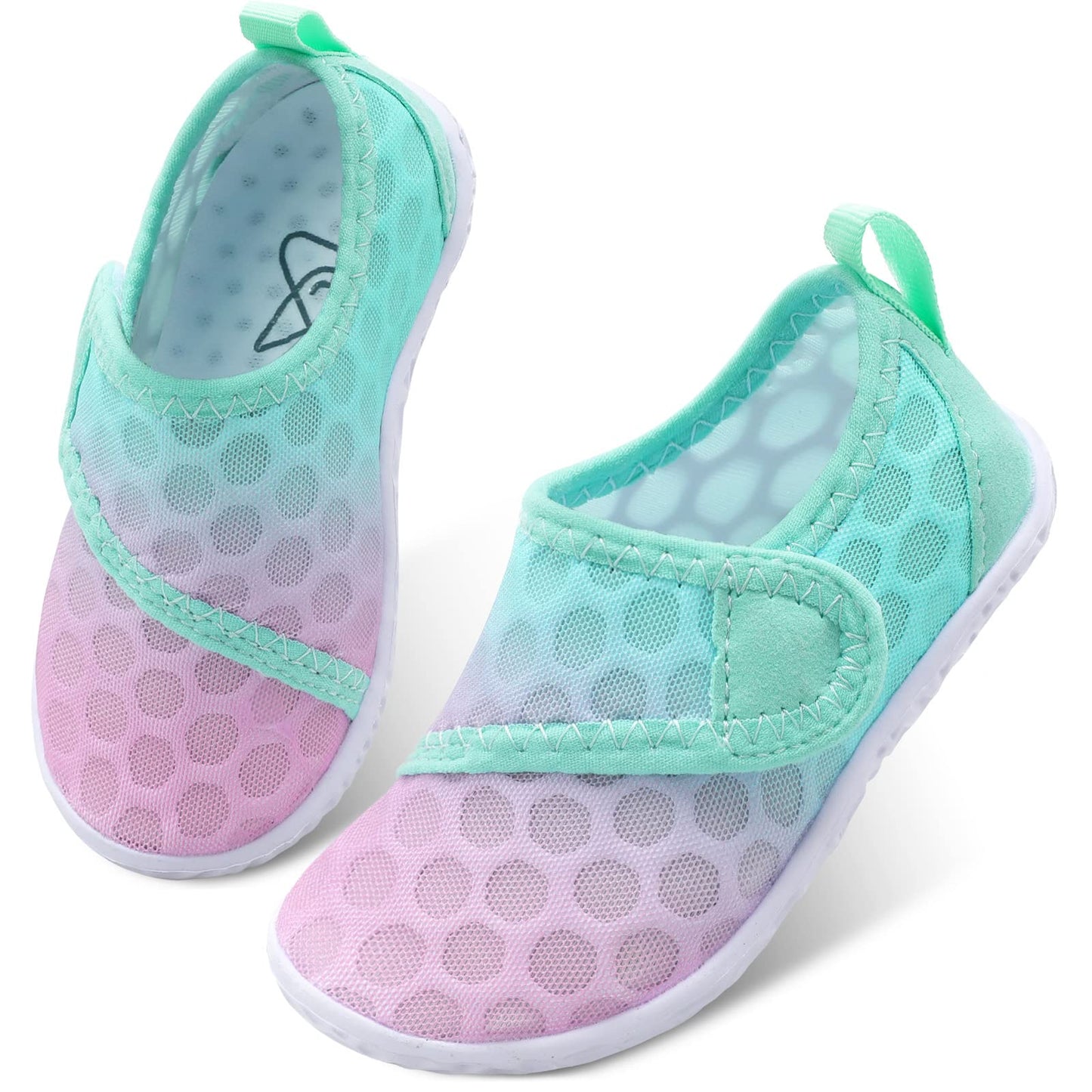 LeIsfIt Boys Girls Water Shoes Kids Aqua Socks Toddler Quick-Dry Swimming Shoes Non-Slip Summer Shoe for Beach Pool Surf, Pink Green, 9 Toddler