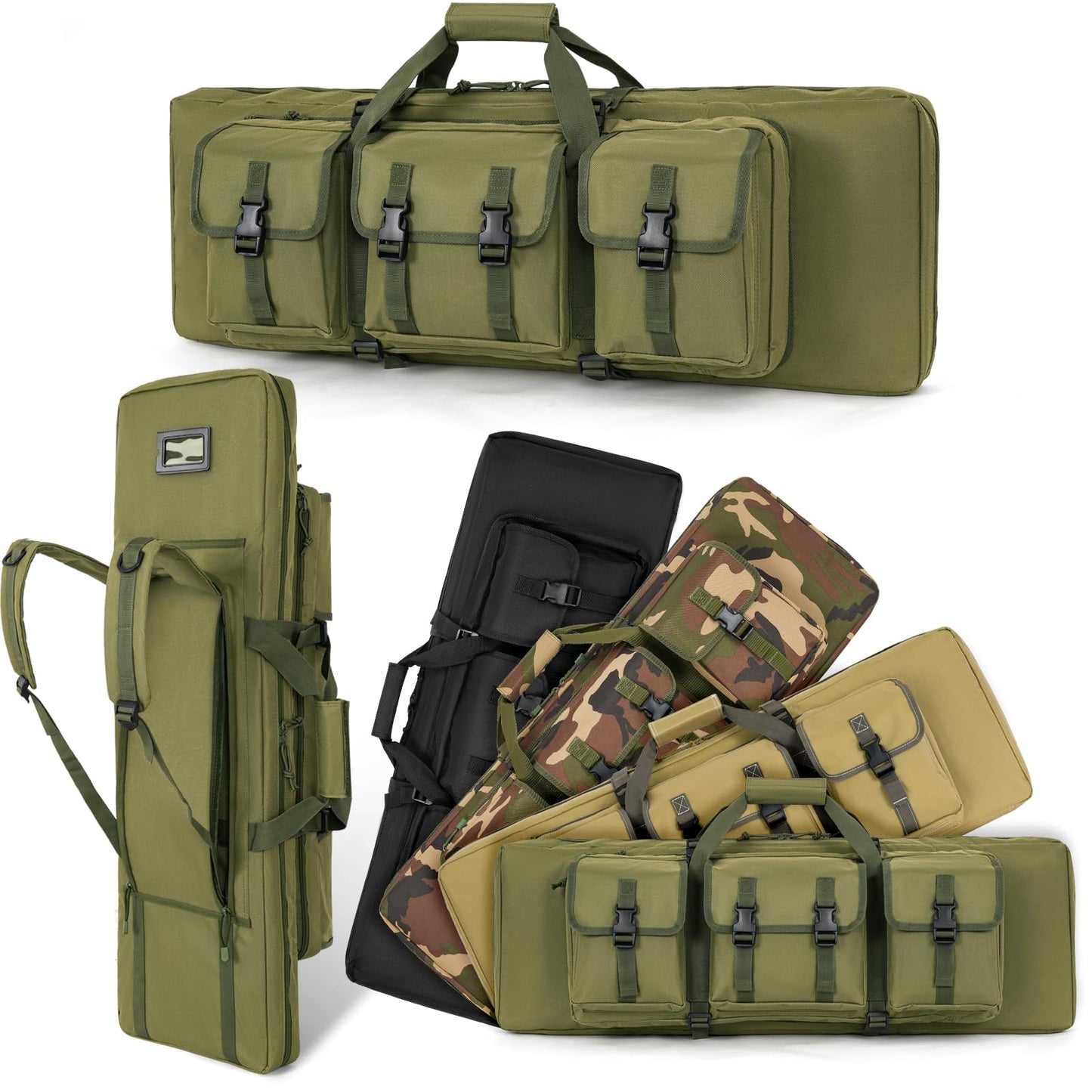 DULCE DOM 32 inch Double Rifle Case Soft Bag Gun Case, Perfect for Rifle Pistol Firearm Storage and Transportation, All Around Shooting Range Tactical Rifle Backpack, Indoor Outdoor