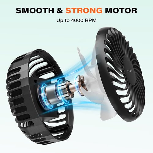 A2C Golf Cart Fan Rechargeable Magnetic Base Battery Operated Portable Fan 3 Speeds 4000 RPM Strong Airflow Compatible with Yamaha, EZGO, Club Car - 360° Rotatable Golf Cart Accessories