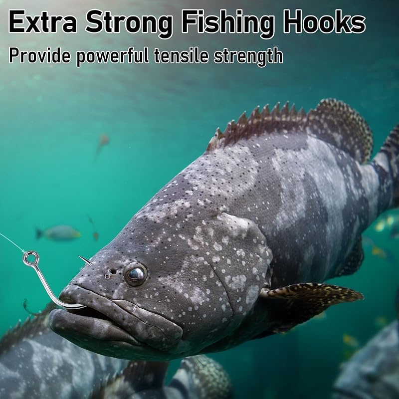 Dr.Fish 10 Pack Inline Single Hooks - Heavy Duty Welded Eyes for Hard Lures #4 (0.8")