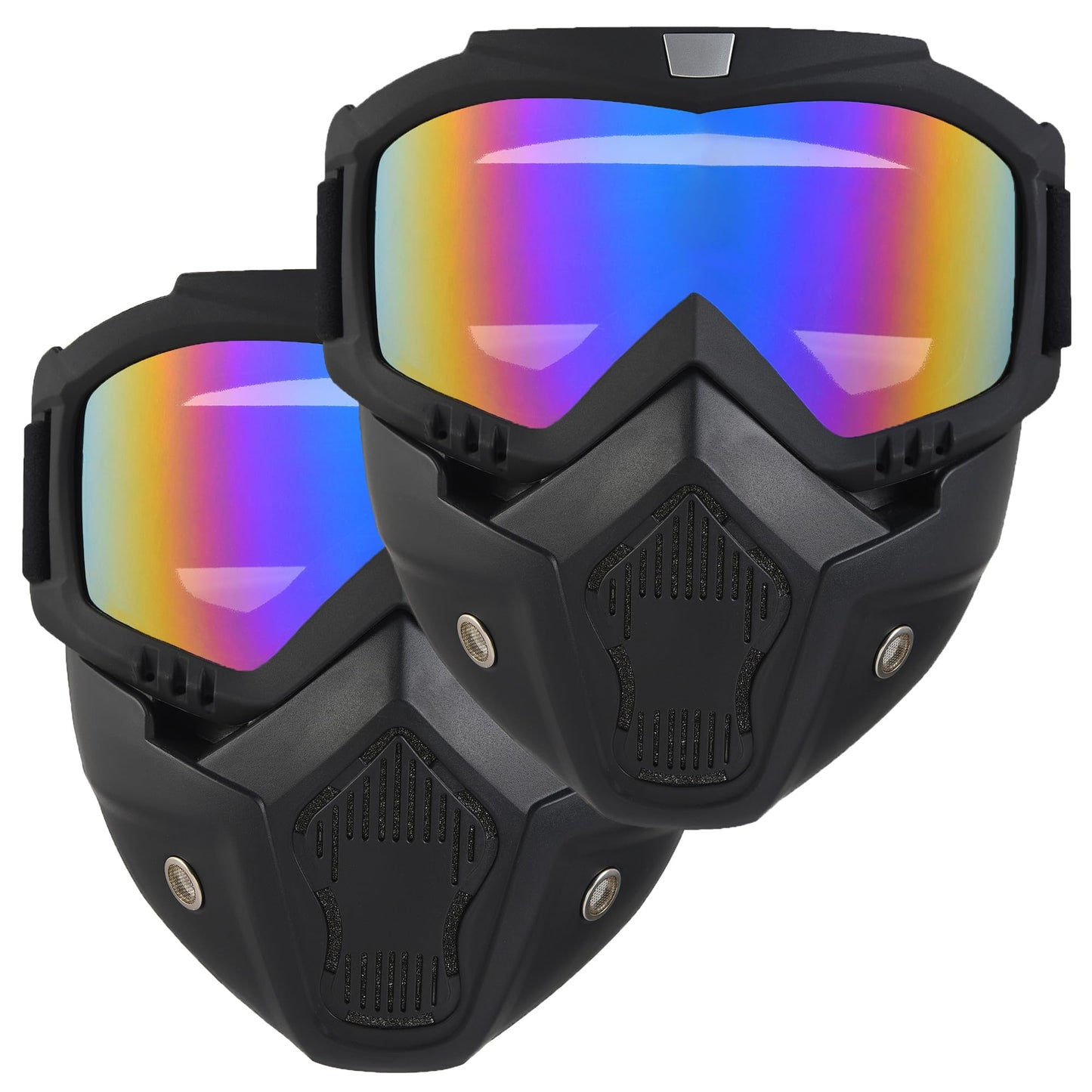 OQUQO 2 Pack Airsoft Mask Full Face, Tactical Mask, Motorcycle Helmet Goggles with Removable Face Mask for Men Women