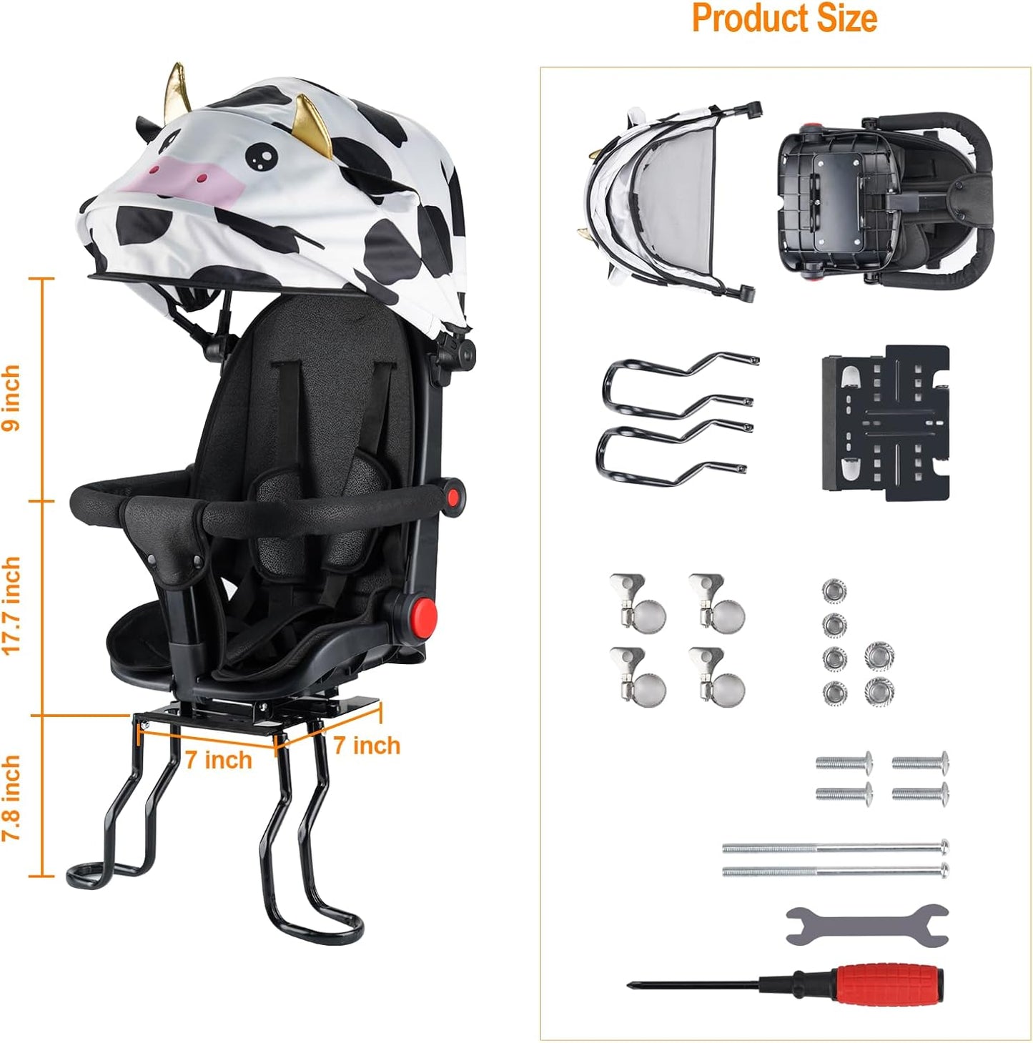 2025 New Rear Child Bike Seat,Rear Mounted Kids Bike Seats,Back Mount Child Seat with Back Rest Armrest Foot Pedals,Fits All Bicycle Rear Frames,Aged1-3 Years Old