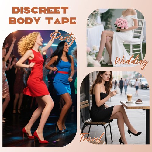 DANHMAO 100 Pcs Thigh Lift Tape Tape for Women Waterproof Tummy Lifting Body Tape Elastic Anti Chafing Friction Adhesive Strips Skin Lifting Inner Thigh Loose Skin Smooth Cellulite