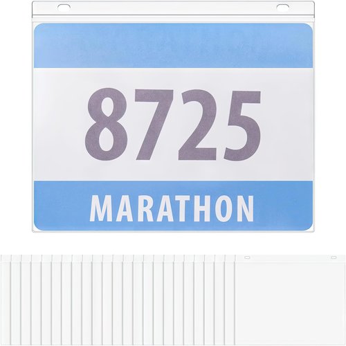Goutoports Race Bib Display Holder Vinyl Protector Sheets 20PCS Running Number Bib Display Clear Protective Sleeves for Marathon Runner Player Athletes