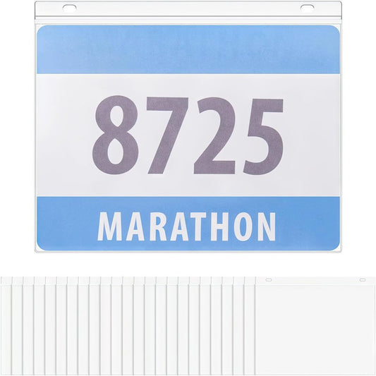 Goutoports Race Bib Display Holder Vinyl Protector Sheets 10PCS Running Number Bib Display Clear Protective Sleeves for Marathon Runner Player Athletes