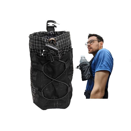 FIOTCEL Ultralight MOLLE-Compatible Shoulder Strap Water Bottle Holder – Multi-Purpose Hydration Pack Attachment for Hiking, Cycling & Travel (Black)