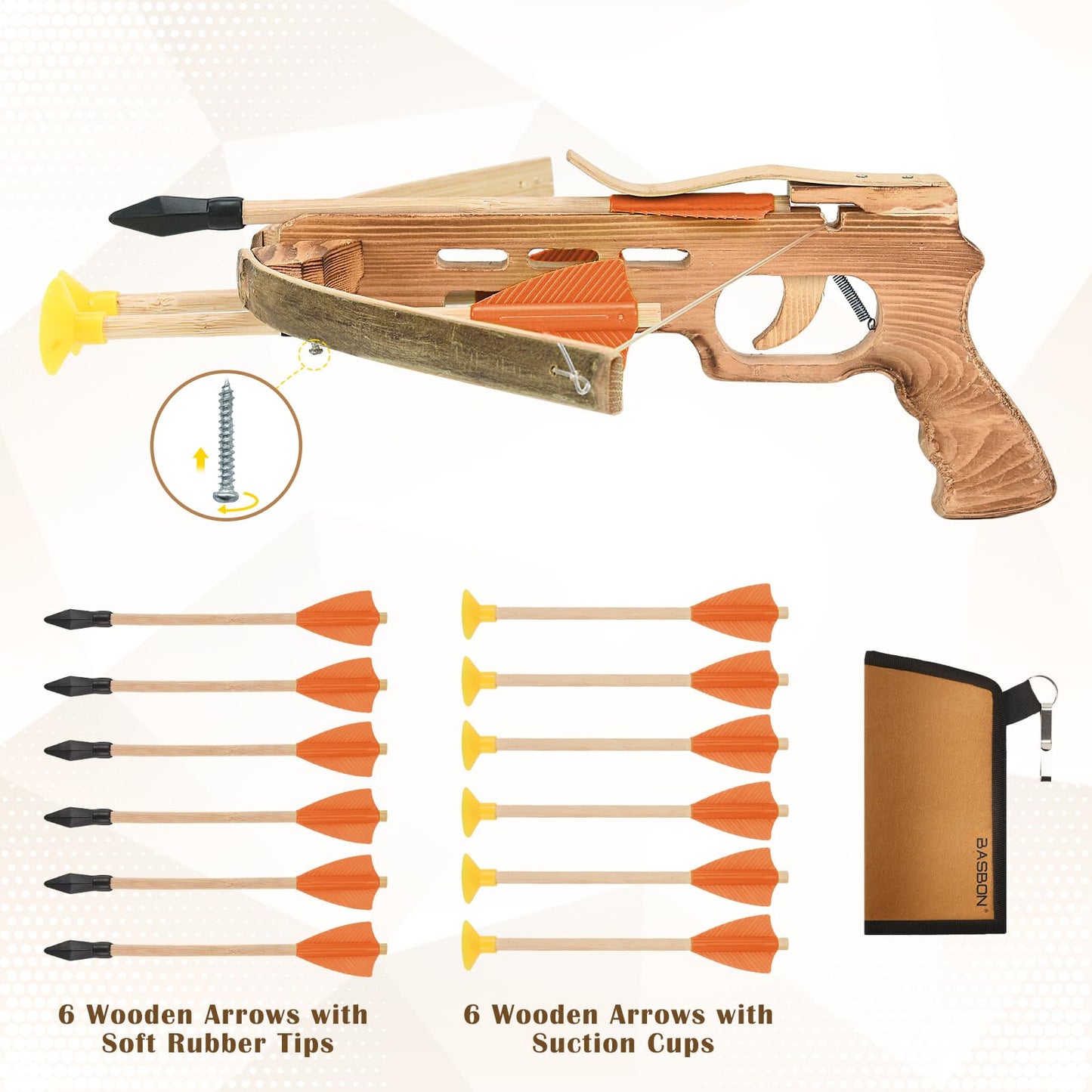 Crossbow Toy Set for Kids with 12 Wooden Arrows and Quiver, Outdoor Archery Play Set for Boys and Girls, Cross Bow Games for Adventure & Backyard Shooting Toy, Red