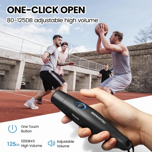 WANJOTEC Electronic Whistle for Teacher Coache, 3 Tones Adjustable 130db Loudest High Volume Handheld Emergency Electric Whistles for Referee, P.E.Outdoor Sports Whistles with Lanyard (Black)