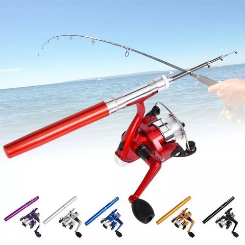 Mini Pen Fishing Rod and Reel Combo, 39.37in/100cm Telescopic Fiberglass Rod, Fast Action, Compact Travel Pole Kit, Retractable to 7.87in, Pocket-Size Gift for Fishing Lovers (Black)