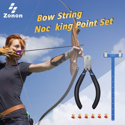 Zonon Bow String Nocking Points Pliers Strings Knock Set T Shape Bow Square Ruler Nocking Buckle Pliers Recurve Turning Kit Archery(Dark Blue)