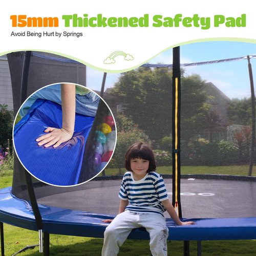 ORCC 1200LBS Weight Capacity Trampoline 16 15 14 12 10 8FT Without Basketball Hoop Water Sprinkler Spiral Ground Stakes Outdoor Yard Trampolines for Kids Adults