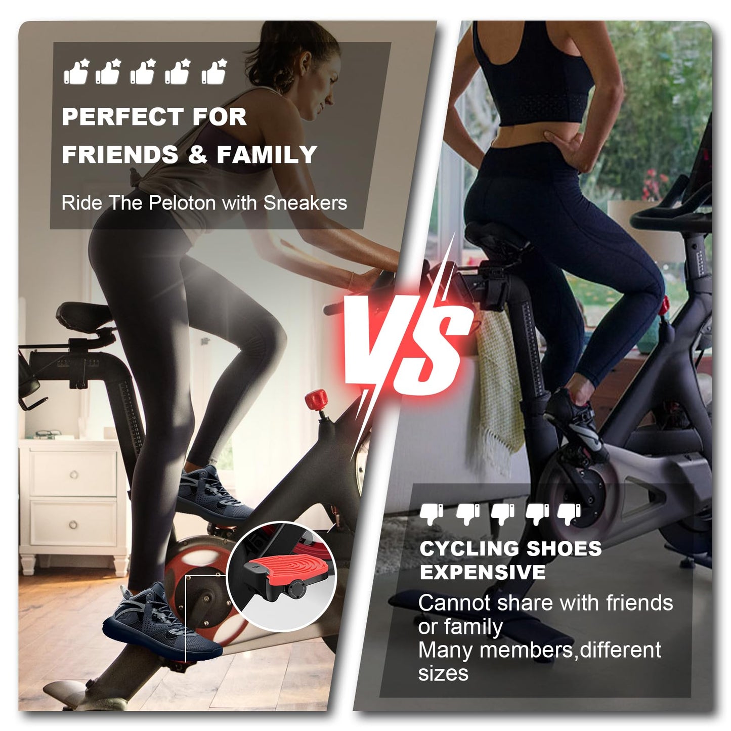 Enhance Your Peloton Ride with Sneakers - Pedal Converters Compatible with Peloton Bike & Bike+, Flat Platform Clipless Pedal Upgrade