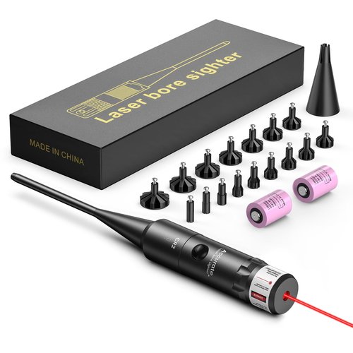 EZshoot Bore Sight Laser Kit Bright Red Laser BoreSighter with Big Button Switch for .17 to 12GA Caliber