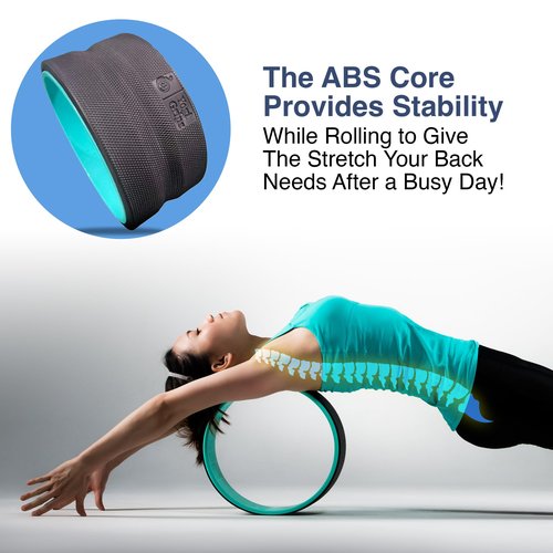 YOGI GRIPS Back Roller Wheel- Foam Padded Back Stretcher Wheel with Center Spine Cradle-Back Pain & Stretching- Deep Tissue Massage Roller (Set of Four)