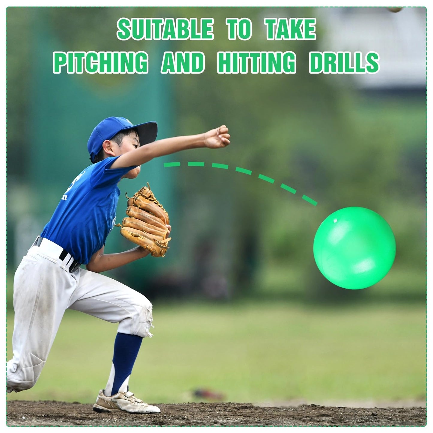 RoundFunny 4 Sets Connection Ball for Baseball 9.8 Inches Soft Baseball Hitting Trainer, Improve Arm Action and Hitting Pitching Training Efficiency