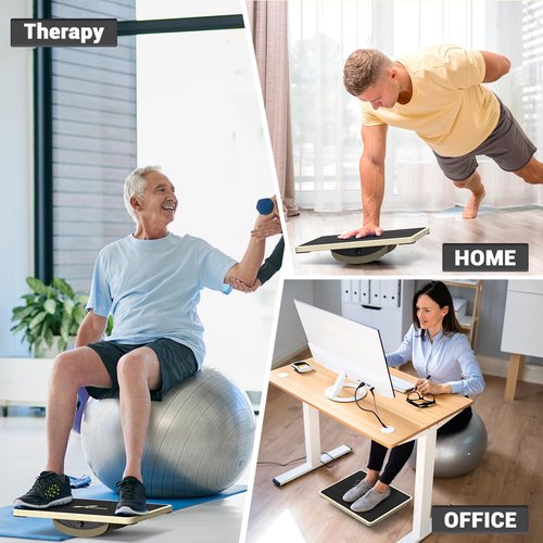 Sportneer 2-in-1 Balance Board – Adjustable Wobble & Slant Board for Core Strength, Stretching, Rehab, Standing Desk, Home Gym Workout