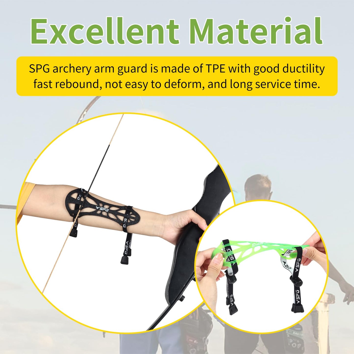 SPG Archery Arm Guard Protector - Adjustable Professional Bow Arm Guards Forearm Protector Armguard for Adults Youth Men Women Competition Shooting Hunting Practice