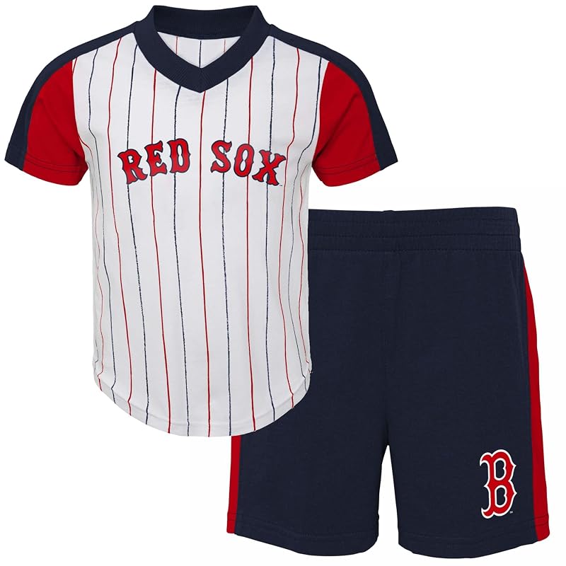 Outerstuff MLB Kids 4-7 The Line Up 2-Piece Short Sleeve Tee & Shorts Set - Boston Red Sox