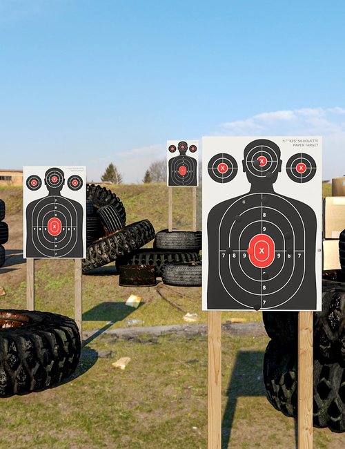 LAKINGO 50 Pack Paper Shooting Targets for Range, 17x25 Inch Silhouette Targets for Indoor/Outdoor Shooting with 480 Stickers, Compatible with Pistol, Rifles, air Gun, and BB Gun Practice