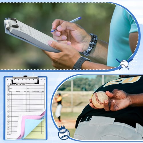 Fuyoooo 80 Set Baseball Softball Lineup Cards with 17 Player Roster 4 Part Form Copy for Coaches Team Sports with Writing Clipboard Storage Box Baseball Softball Stickers and Loose Leaf Binder Ring