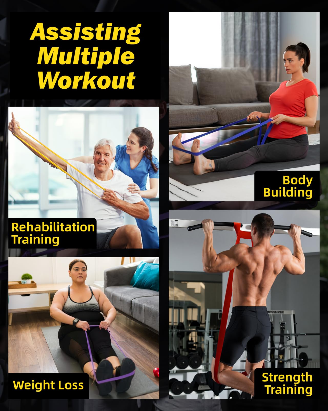 Zacro Resistance Bands with Door Anchor, 6 Levels Heavy Duty Pull Up Exercise Bands Set for Working Out, Muscle Training, Physical Therapy, Men&Women
