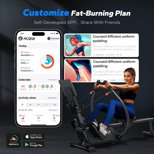 MERACH Sculls Rowing Machines for Home, Magnetic Rowing Machine with 16-Level, Simulate Real Row, Ultra-Quiet Rower, Free MERACH App and 1000+ Champion Coaching Course & Games