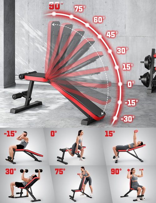 Adjustable Weigh Bench, 660LBS Heavy Duty Foldable Workout Bench Press for Home Gym, 8-Position Incline/Decline/Flat Exercise Bench for Full Body Strength Training, Fast Folding & Compact Storage