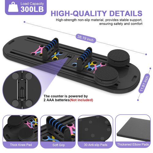 Pilates Board, 7 in 1 Pilates Reformer Set,Pilates Kit for Home Workout, Fitness, Exercise, Abs, Core Equipment，Foldable Pilates Reformer Equipment with Timer，Full Body Workout, Unisex