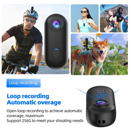 dahocamgo 4K Mini WiFi Action Camera Thumb POV Camera Portable Body Cam Wearable Sports Camera with Waterproof Case Camcorder Mount Anywhere for Cycling, Travel, Pet Walking(64GB, Black)