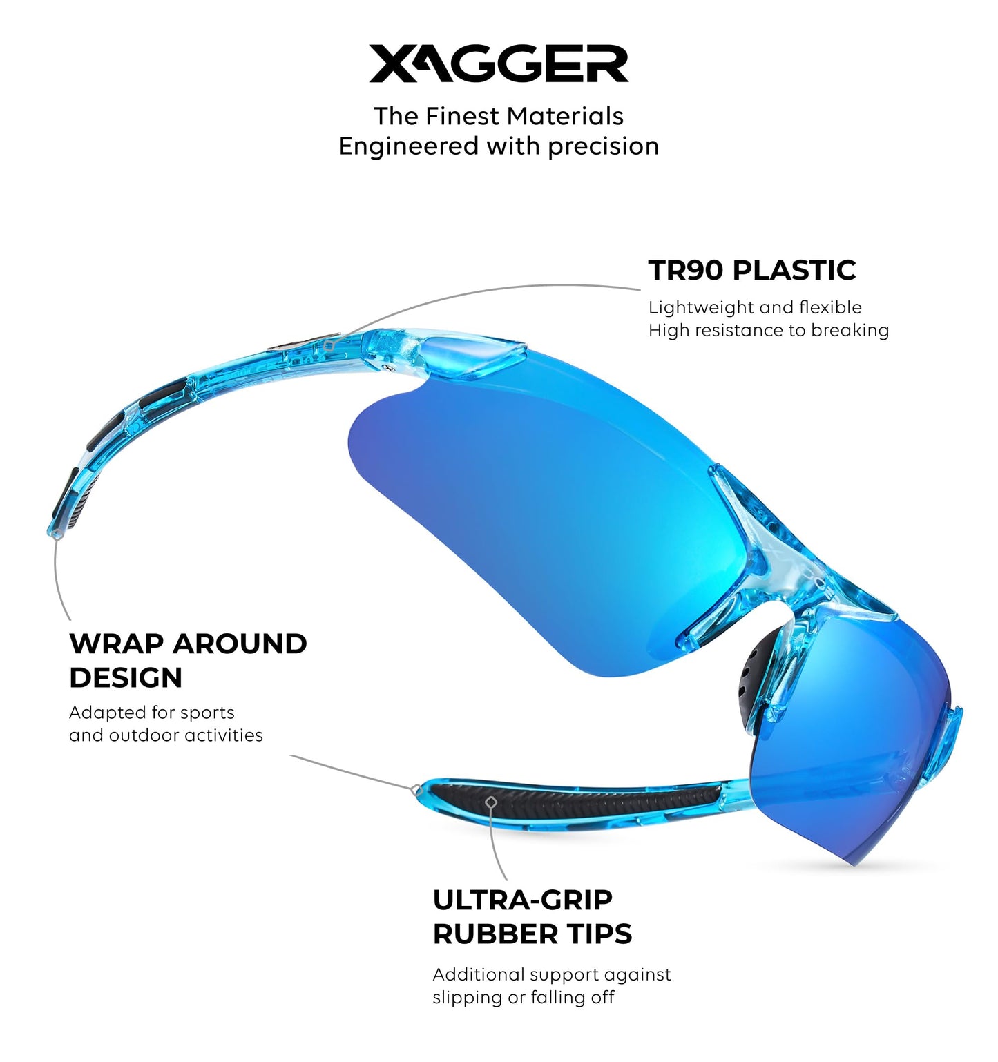Xagger Kids Youth Polarized Sports Sunglasses for Boys Girls Baseball Softball Glasses TR90 Frame