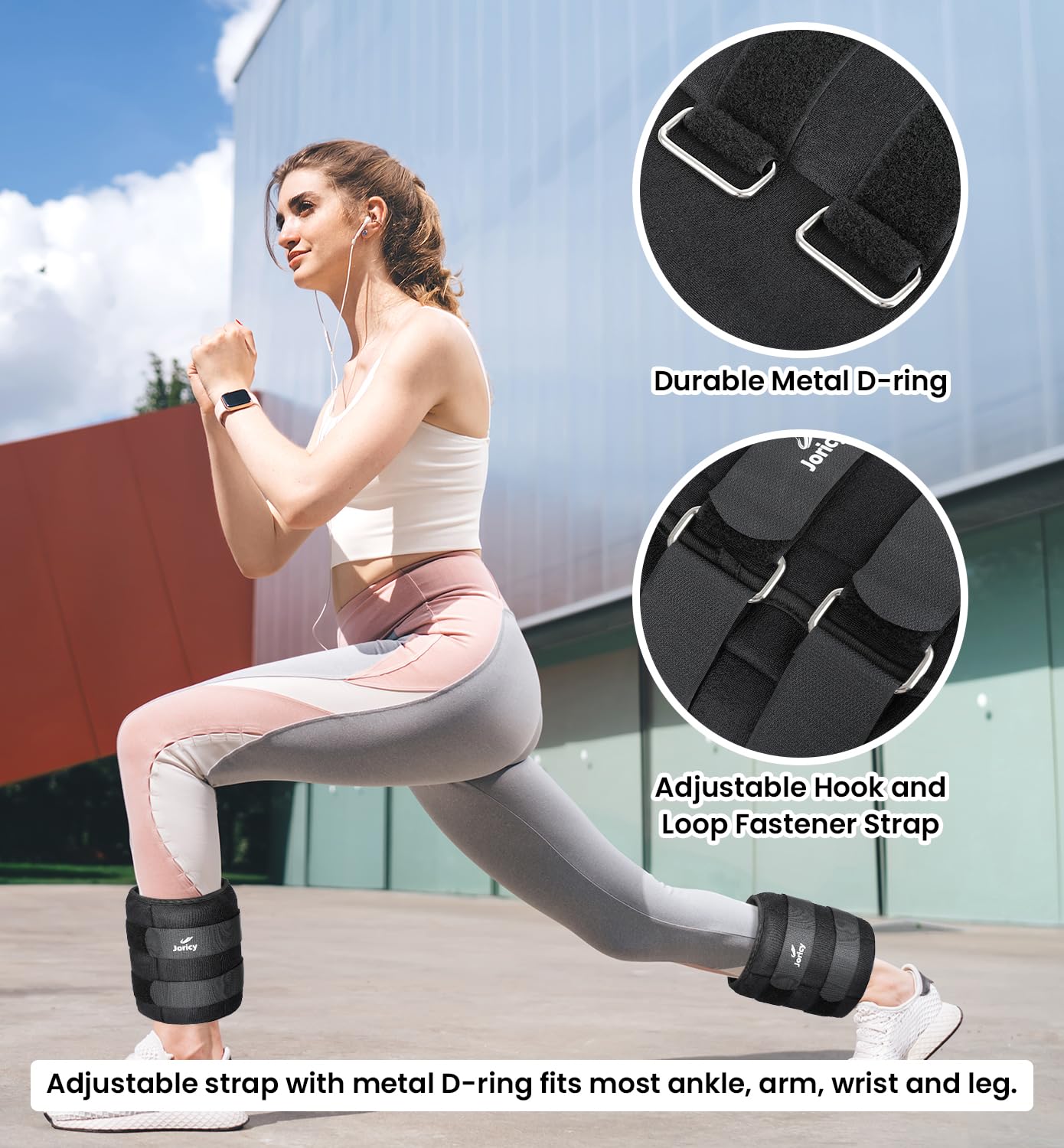 Ankle Weight, Wrist Leg Arm Weights for Women Men with Adjustable Straps, A Pair of 20LBS(10 LB Each Weight) Strength Training Weighted for Walking Yoga Jogging Running Dance, Black