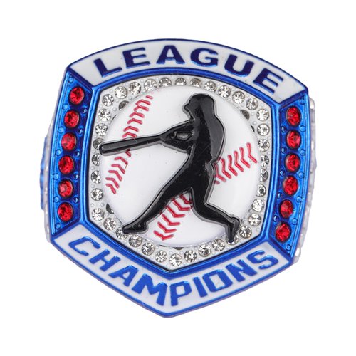 TOPSPORTSJEWELRY 2 pcs, 12 pcs Pack Baseball Tournament Blue White red Championship Ring Trophy on Side Size 9.5 and 11.5 can be Chosen (12, Champions Ring, 9.5)