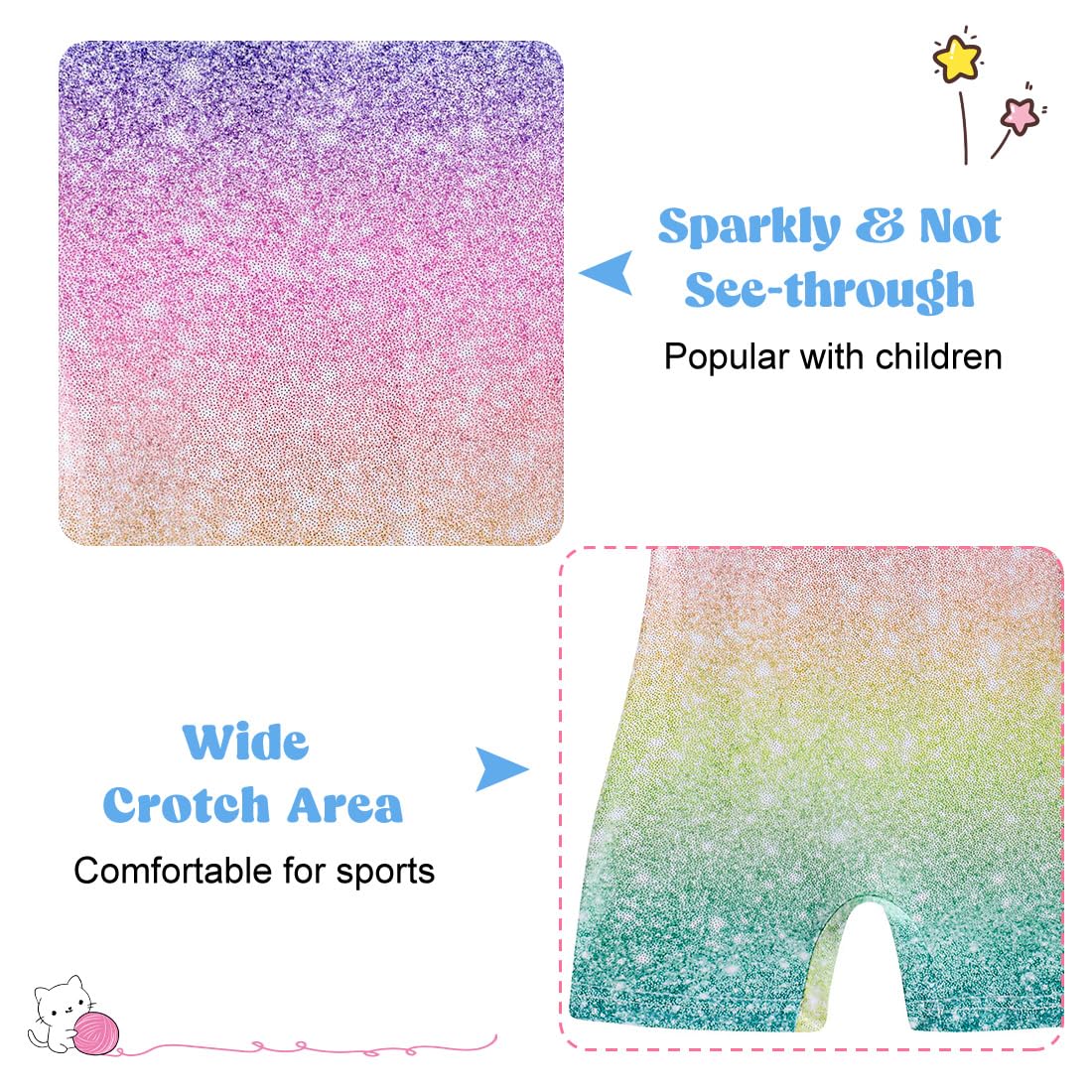 Funnycokid Gymnastics Leotards for Girls Dance Outfits Unitard Sparkly Clothes with Shorts, diamond rainbow, 5-6 Years