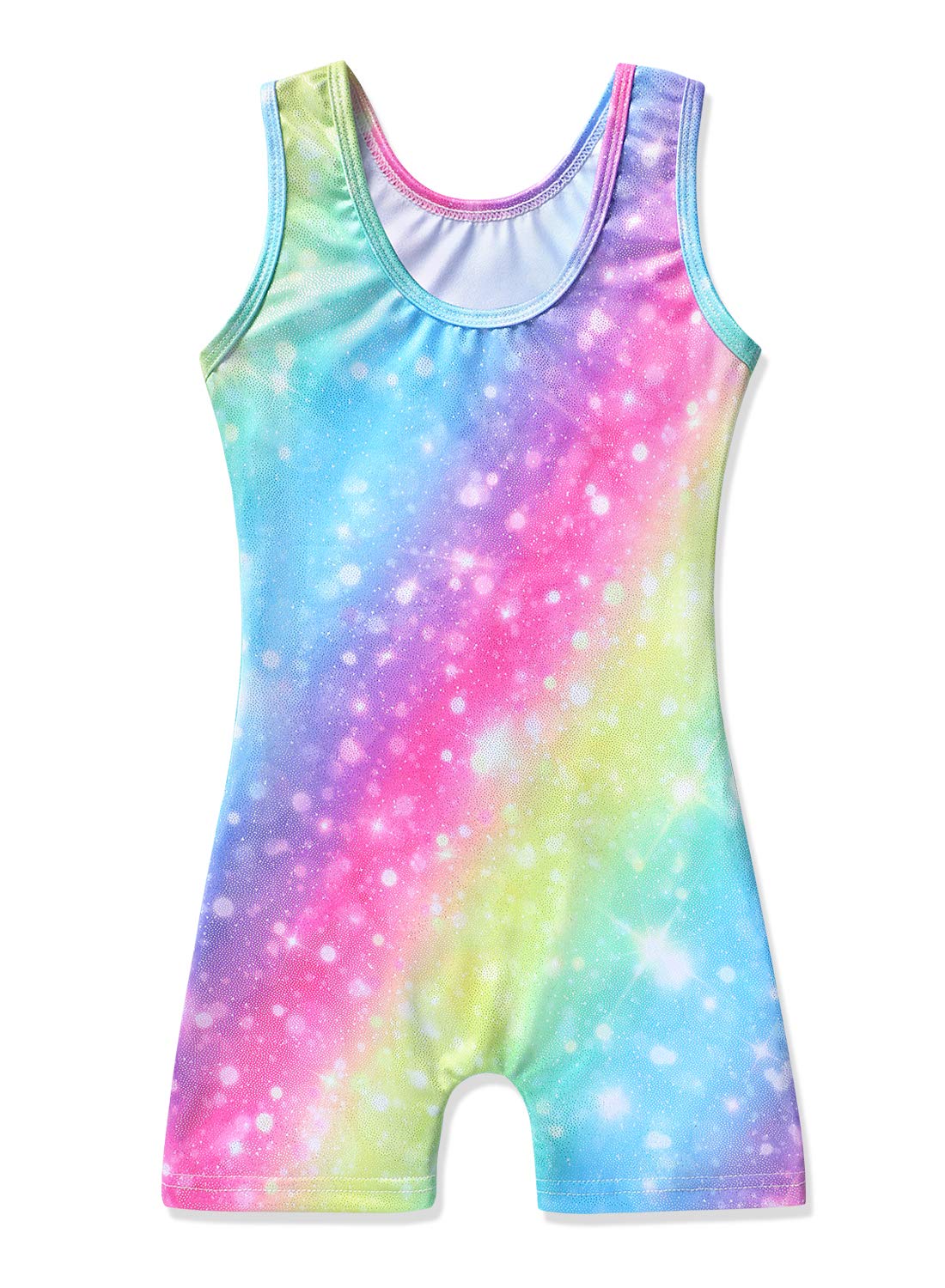 HOZIY Leotards for Girls Gymnastics Dance 4t 5t Toddler Girl Biketards Rainbow Shiny Stars Apparel Clothing Tumbling Outfits Bodysuits Kids Leo Gym Gymnastic Leotard with Shorts Sparkly Glitter