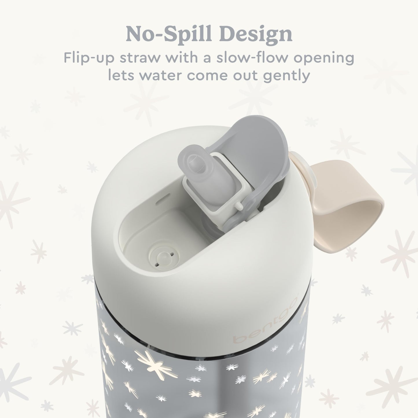Bentgo Kids Water Bottle (Whimsy & Wonder Collection) - Leak-Proof Durable Tritan 15 oz. Cup for Kids/Toddlers 3+; Flip-Up Safe-Sip Straw for School, Sports, Daycare, Camp & More (Starry Sprinkle)