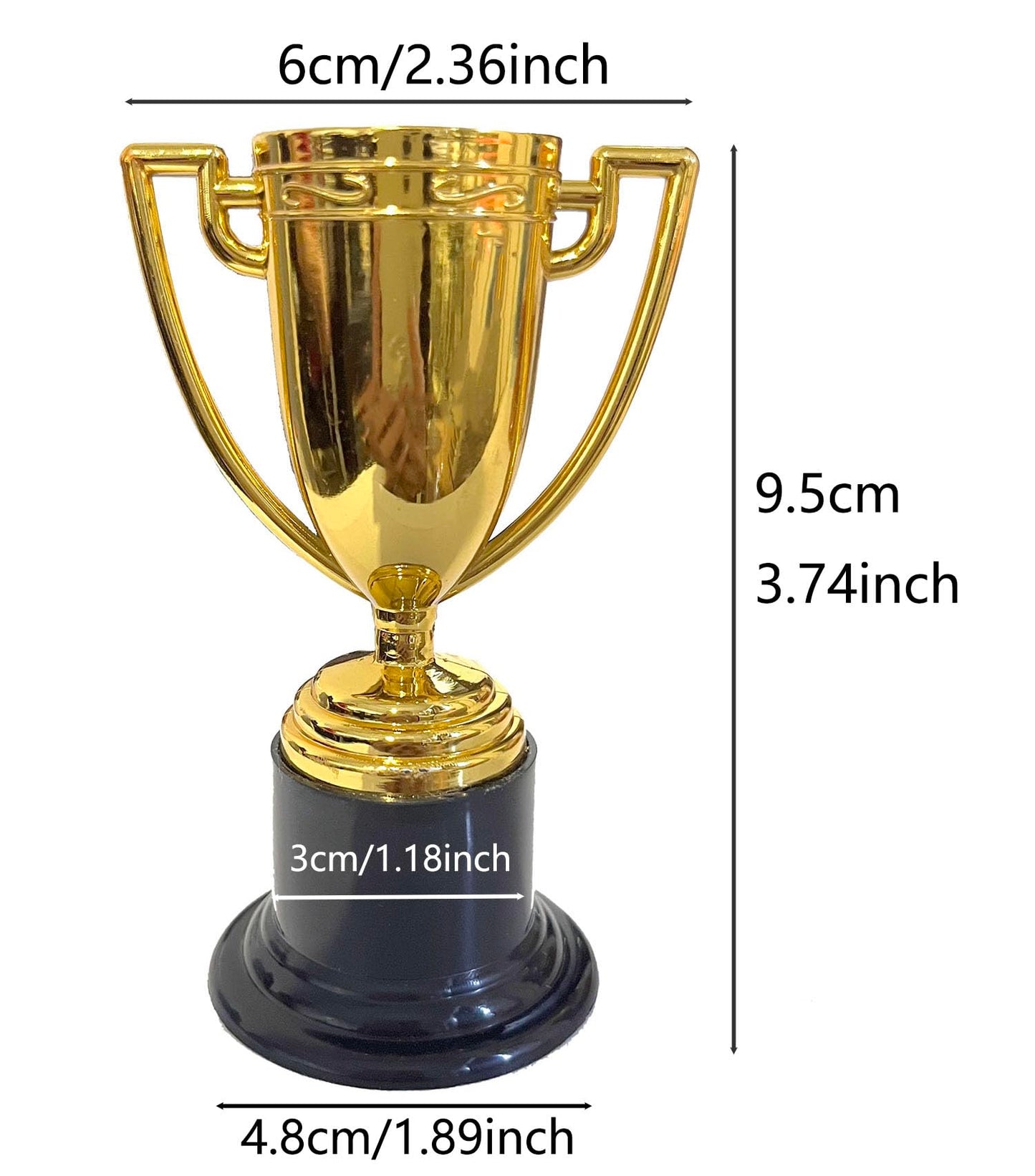 YYaaloa 12 Pack Mini Trophies Plastic Gold Award Trophy Cups 4 Inch for Awards for Party Favors, Props, Rewards, Winning Prizes Props,Sports Tournaments,Competitions (12 Pack)