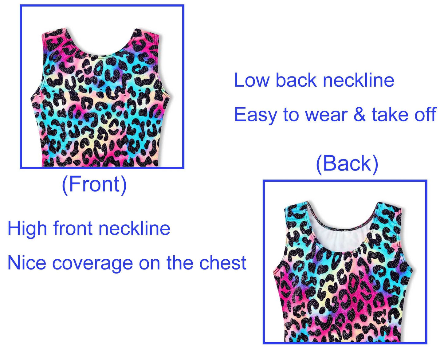 Domusgo Gymnastics Leotards for Girls 1t 2t Shiny Leopard Rainbow Biketard with Shorts