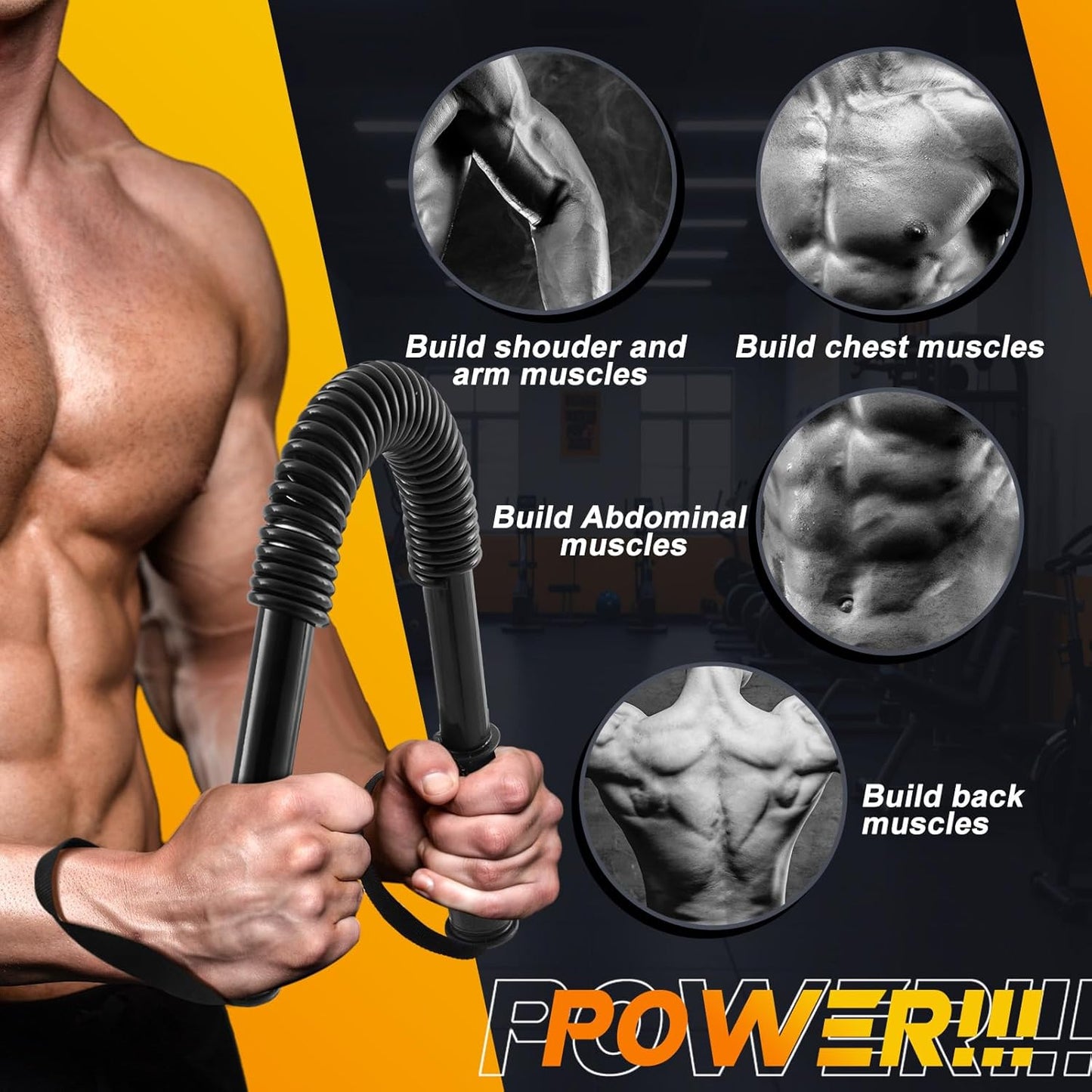 2 Pcs Power Twister Bar Upper Body Exercise for Chest 12-44 Lbs & 45-110 Lbs Strength and Muscle Workout Equipment Machines for Shoulder Forearm Bicep and Arm