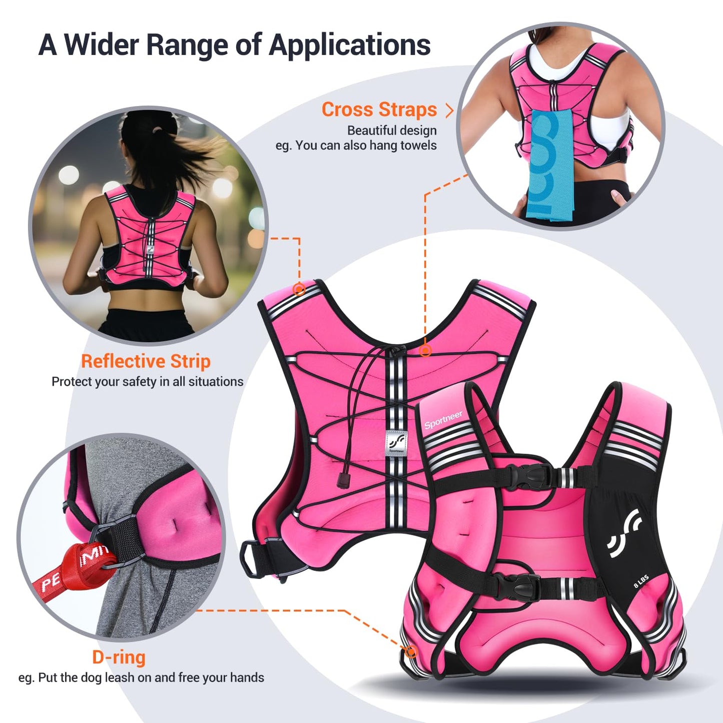 Sportneer Weighted Vest for Women 8lb Walking Weight Vest with Phone Bag