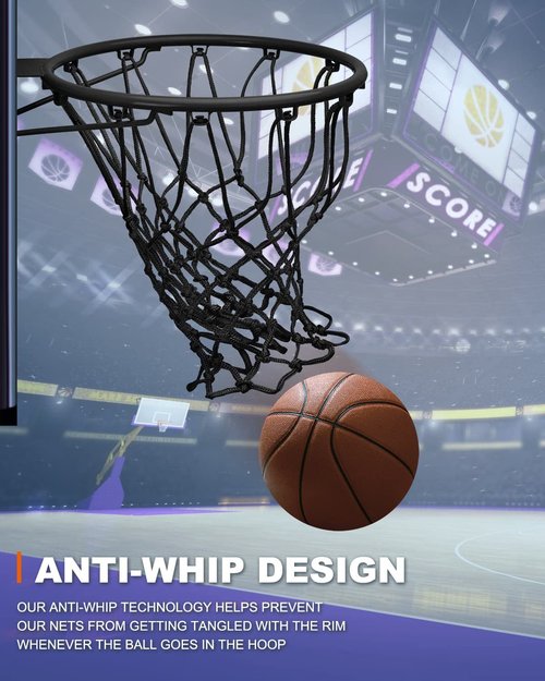 XXXYYY Black Basketball Net Outdoor Heavy Duty, 2022 Newest Professional On-Court Quality [6.88Ounce], Fits Outdoor Standard Size Hoop, All Weather Anti Whip-12 Loops