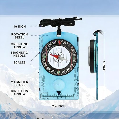 Compass Outdoor Navigation - Hiking Camping Backpack Compass,（Blue）