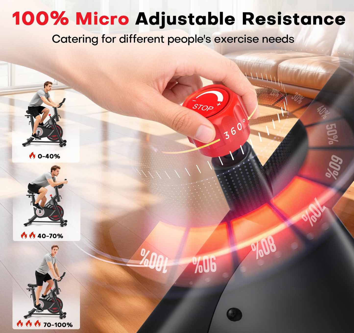 CHAOKE Exercise Bike, Quiet Adjustable Magnetic Stationary Bike for Home Cardio with App Compatible, 350LB Weight Capacity Indoor Cycling Bike with Comfortable Seat, Digital Display for Home Fitness