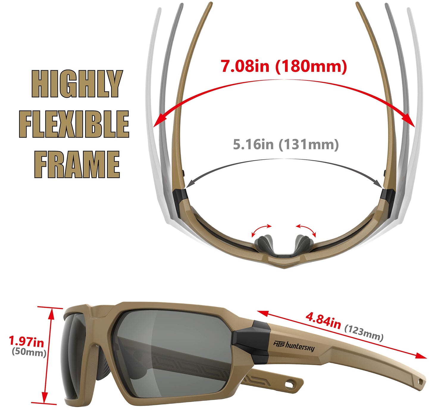 HTS HUNTERSKY Q37 Anti Fog Polarized Tactical Hunting Shooting Sunglasses ANSI Z87.1+ Military Grade Ballistic Impact Protection Eye Pro with Case Motorcycle Riding Driving Range Outdoors