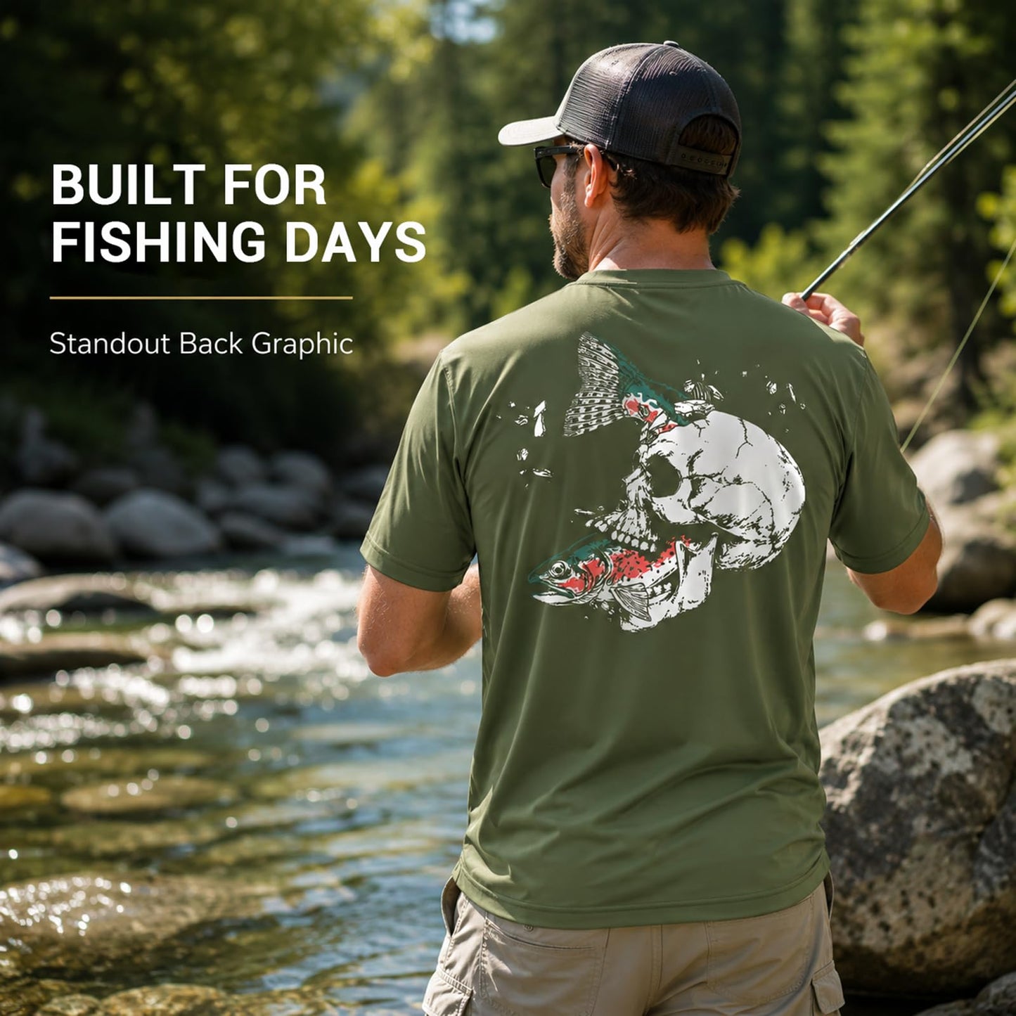 Palmyth Fishing Shirt for Men Short Sleeve UPF 50+ Sun Tee with Pocket