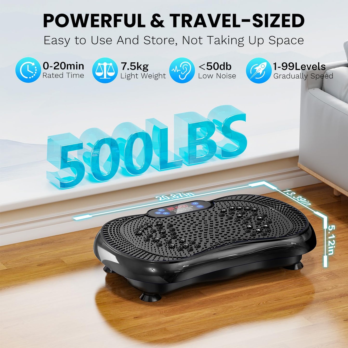 Vibration Plate Exercise Machine, Lymphatic Drainage Machine for Weight Loss, 100-Speed Platform with Remote & Bands, Quiet Full Body Vibrating Plate 500 Lbs Capacity Fitness Platform(Black)