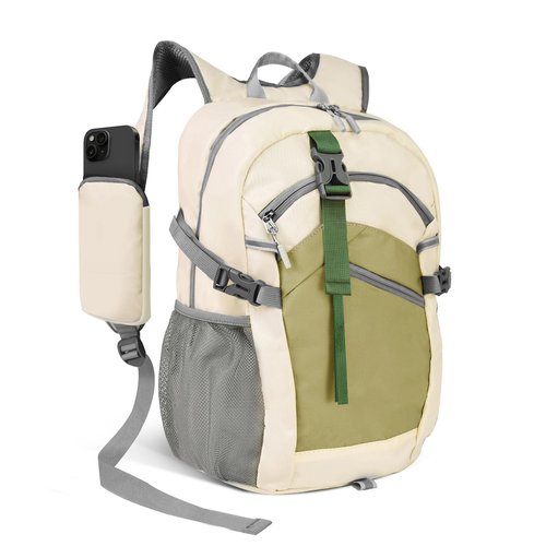 CEATHYRA Small Hiking Backpack, 20L Lightweight Travel Backpack with Phone Pocket, Hiking Daypack for Women Men (Beige)