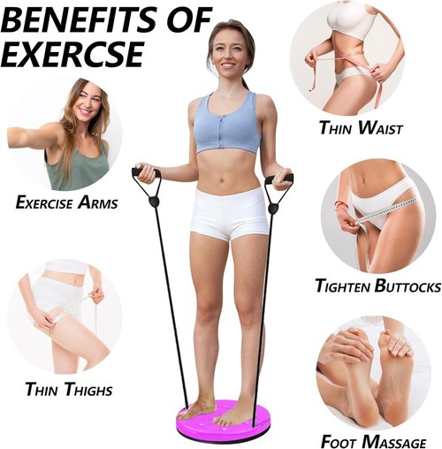 Ab Twister Board for Exercise Waist Twisting Disc with 8 Magnets Fitness Twister with Handles Trims Waist Arms Hips and Thighs（Purple)